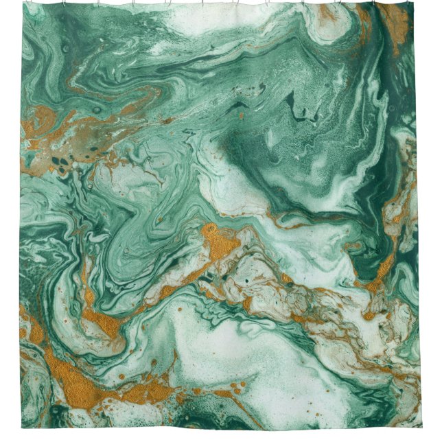 Golden-green acrylic: marble texture art. (Front)