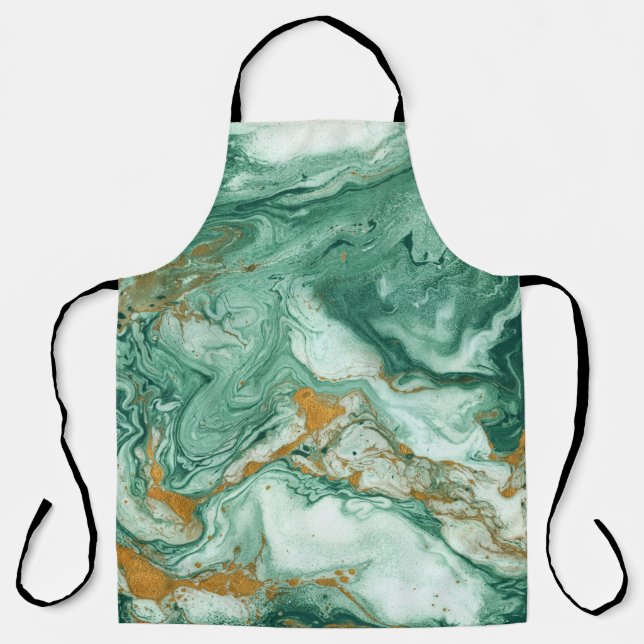 Golden-green acrylic: marble texture art. apron (Front)