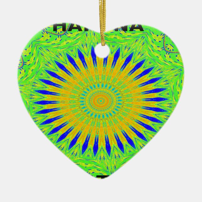 Golden Green African Traditional Fabric Colors Ceramic Ornament (Front)