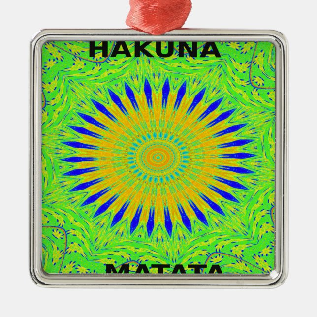 Golden Green African Traditional Fabric Colors Metal Ornament (Front)
