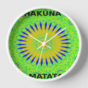 Golden Green African Traditional Fabric Colours Clock