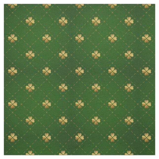 Golden Green Clover Pattern Fabric (Swatch)
