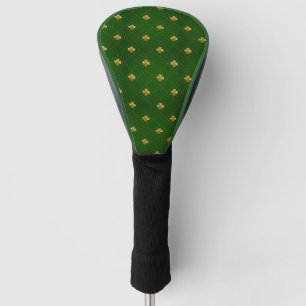 Golden Green Clover Pattern Golf Head Cover
