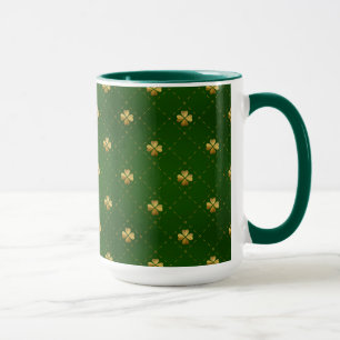 Golden Green Clover Pattern Mug