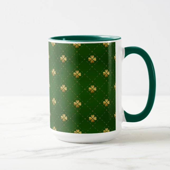 Golden Green Clover Pattern Mug (Right)