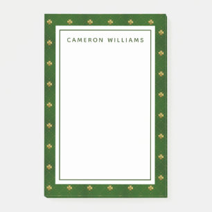 Golden Green Clover Pattern Post-it Notes