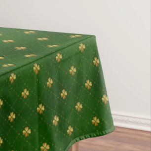 Golden Green Clover Pattern Tablecloth