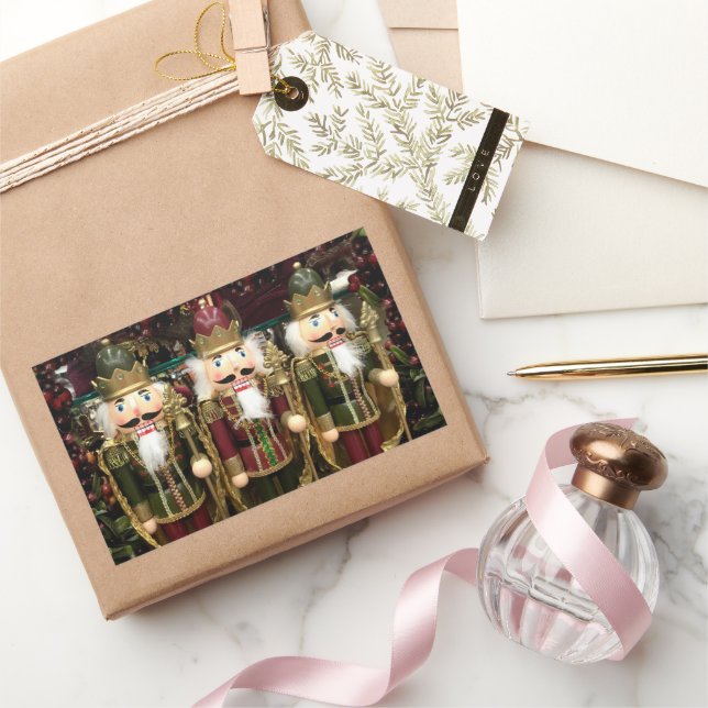 Golden Green Nutcracker Soldiers Christmas Sticker (Gifting)