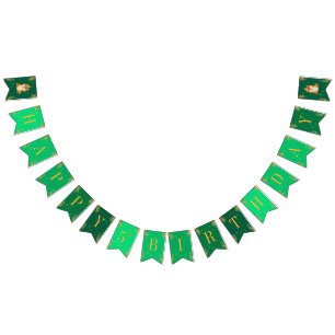 Golden Green Puppy Dog Kid's Birthday Bunting Flags