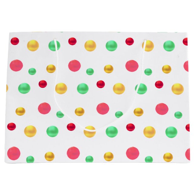 Golden, Green Red, Polka Dots Large Gift Bag (Front)