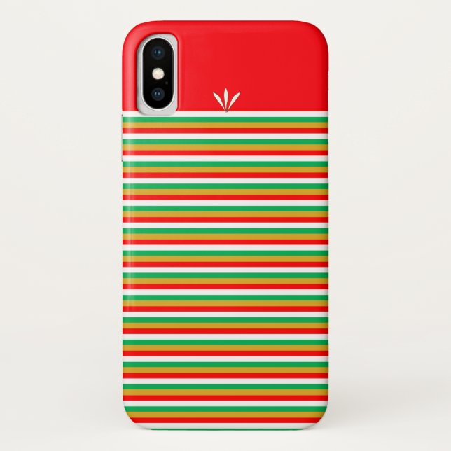 Golden Green Red White Striped Case-Mate iPhone Case (Back)