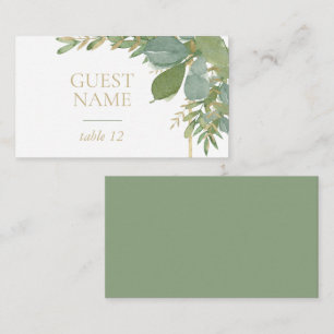 Golden Greenery Flat Place Card
