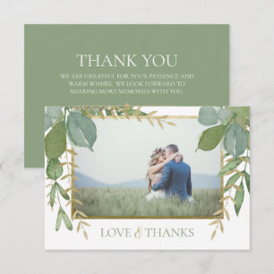 Golden Greenery Flat Wedding Thank You Card