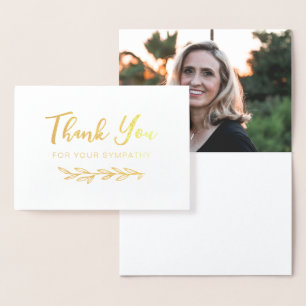Golden Greenery Thank You Sympathy Photo Foil Card