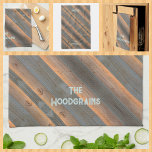 Golden Grey diagonal Woodgrain Rustic Kitchen Towel<br><div class="desc">These rustic kitchen towels feature diagonal stripes of photographic wood planking The cool tone weathered grey and pale blue woodgrain is warmed iby golden sunlit highlighs The beautiful earthy patina of the wood and the contrasting dark and light shades is a perfect blend that will compliment any kitchen from rustic...</div>