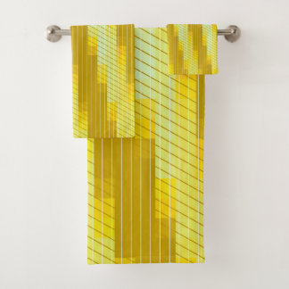 Golden Grid Abstract Bath Towel Set