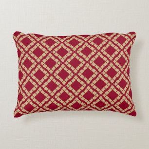 Golden grid geometric seamless pattern in oriental accent pillow