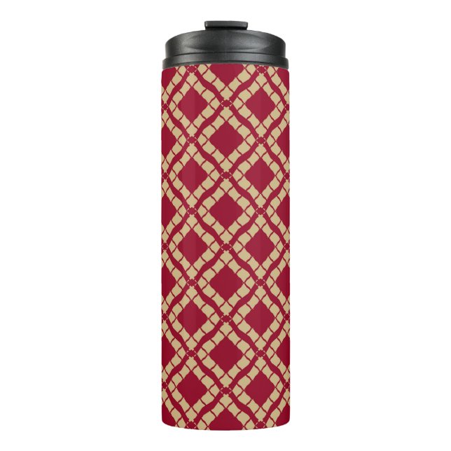 Golden grid geometric seamless pattern in oriental thermal tumbler (Front)