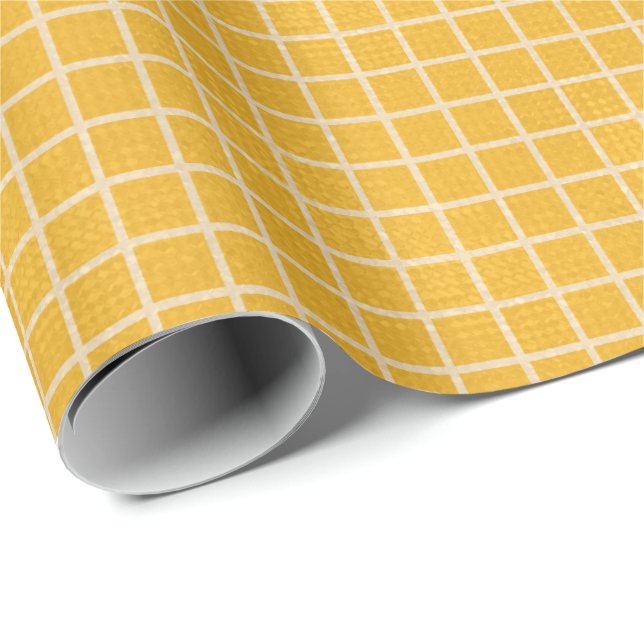 Golden Grid Premium Matte Wrapping Paper (Roll Corner)