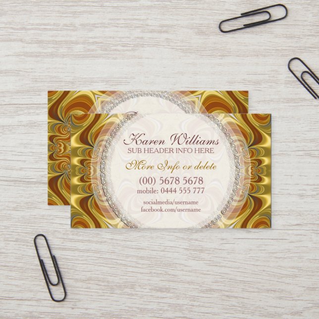 Golden Groovy Waves Business Card (Front/Back In Situ)