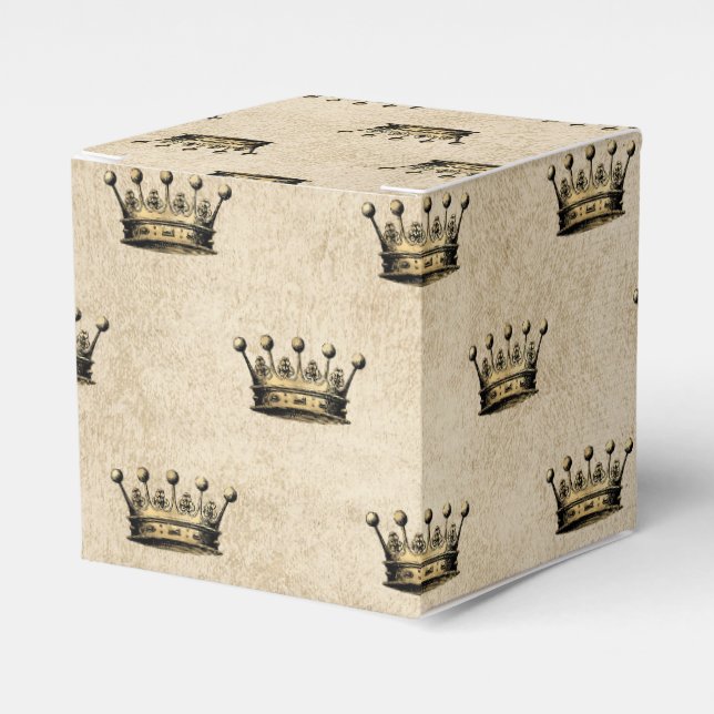 Golden Grunge Regal Crown Favor Box (Front Side)