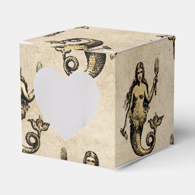 Golden Grunge Vintage Mermaid Favor Box (Front Side)