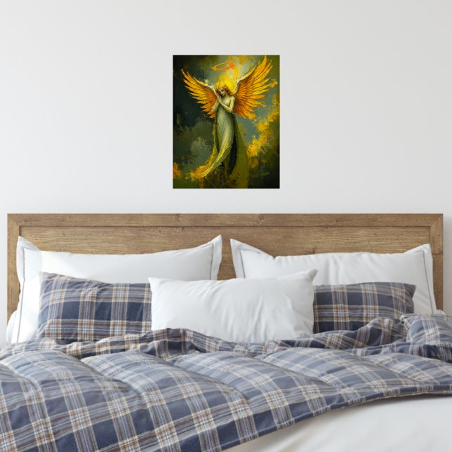 Golden Guardian Angel - Ethereal Digital Painting Foil Prints (In Situ (Bedroom 3))