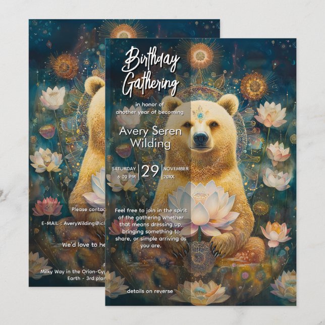 Golden Guardian | Bear Design Invitation (Front/Back)