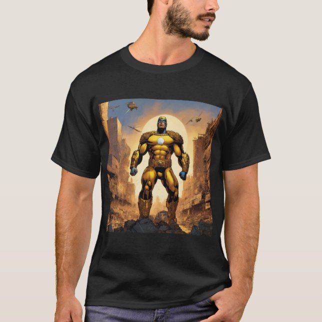 "Golden Guardian: Soaring Through the Apocalypse"  T-Shirt (Front)