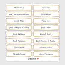 Golden Guest Names Wedding Place Card