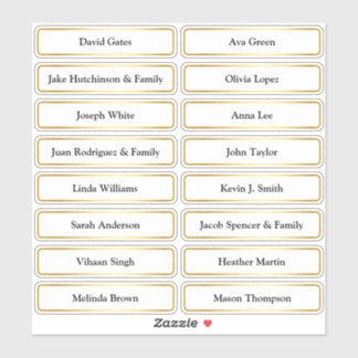 Golden Guest Names Wedding Place Card