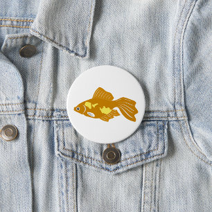 Golden Guppy Fish Cute Tropical Aquarium Fish 3 Inch Round Button