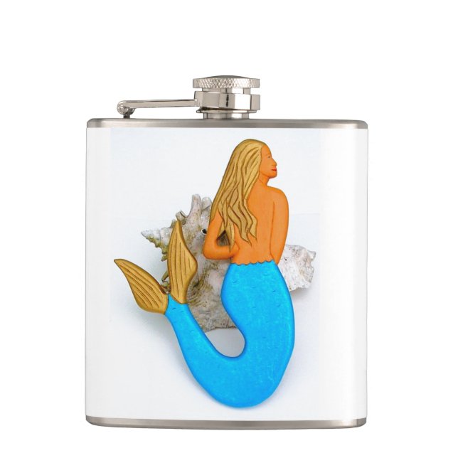 golden hair mermaid hip flask (Front)
