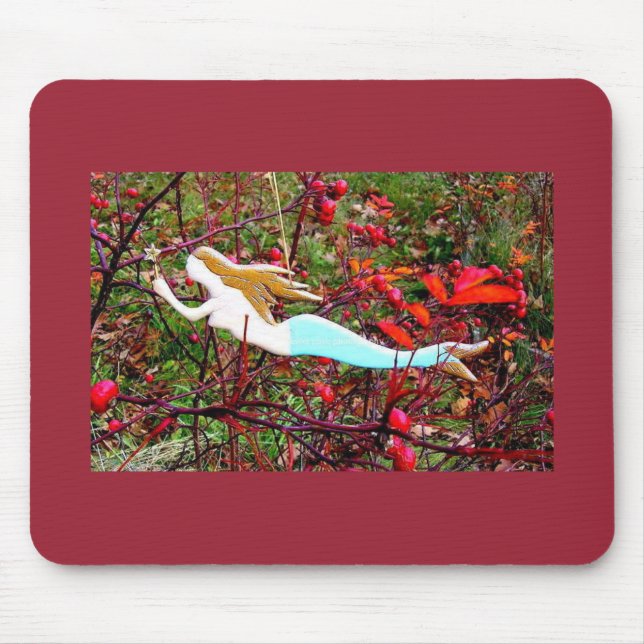 golden hair mermaid red mouse pad (Front)
