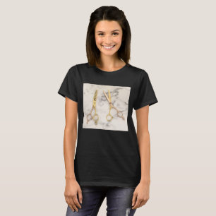 Golden Hair Stylist Scissors Beauty Salon Hairdres T-Shirt