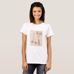 Golden Hair Stylist Scissors Beauty Salon Hairdres T-Shirt
