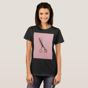 Golden Hair Stylist Scissors Beauty Salon Hairdres T-Shirt