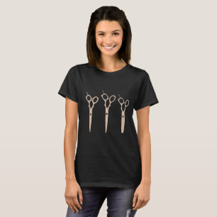 Golden Hair Stylist Scissors Beauty Salon Hairdres T-Shirt