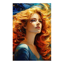 Golden Haired Woman Wall Art Painting Portrait