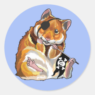 golden hamster pirate classic round sticker