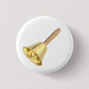 Golden handbell with a wooden handle 1 inch round button
