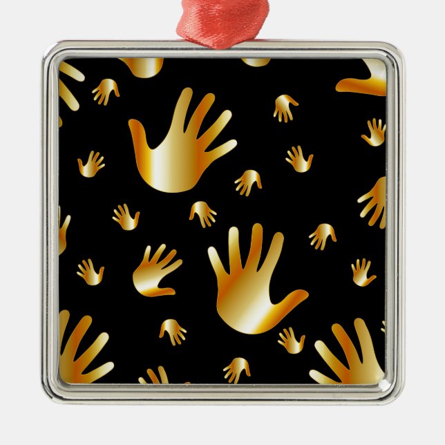 golden hands metal ornament (Front)