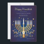Golden Hanukkah Invitation<br><div class="desc">An elegant Hanukkah invitation with a golden menorah. (Image by Freepik). The card is easy to customize with your wording, font and font colour. Not exactly what you're looking for? All our products can be custom designed to meet your needs at no extra charge. Simply contact us at askcottonlamb@gmail.com. Coordinating...</div>