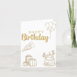 Golden Happy Birthday Card
