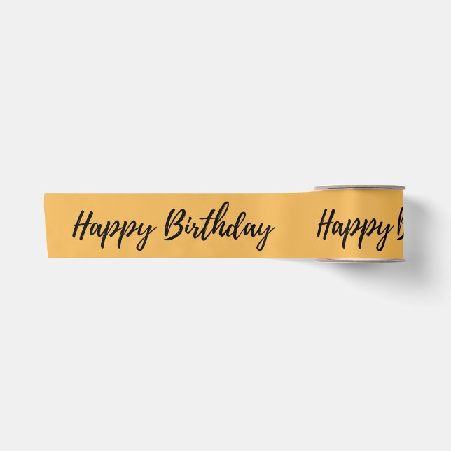 Golden ''Happy Birthday'' Printed Ribbon Roll Satin Ribbon (Front)