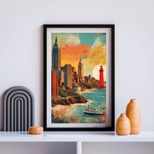 Golden Harbour Skyline Poster