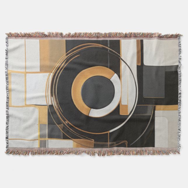 Golden Harmony Abstract  Throw Blanket (Front)