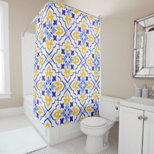 Golden Harmony Blue Floral Mosaic Elegant
