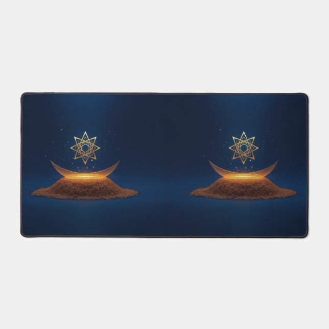 Golden Harmony – Shree Yantra’s Divine Resonance Desk Mat (Front)
