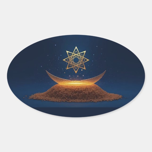 Golden Harmony – Shree Yantra’s Divine Resonance Oval Sticker (Front)